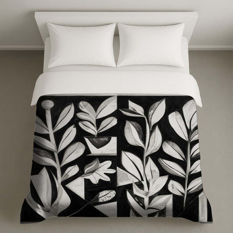 Housses de couette noires et blanches, Lit simple