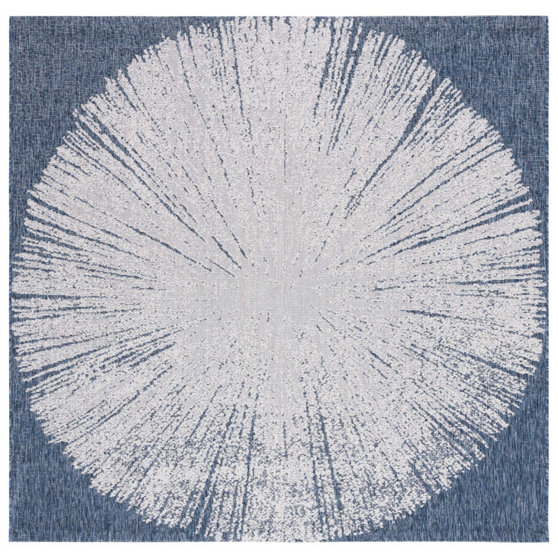 Courtyard Performance Abstract Indoor/Outdoor Area Rug, Square 6'7"