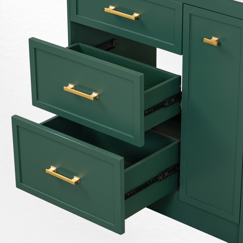 Meuble-lavabo simple 30 po avec comptoir en céramique, Vert givré