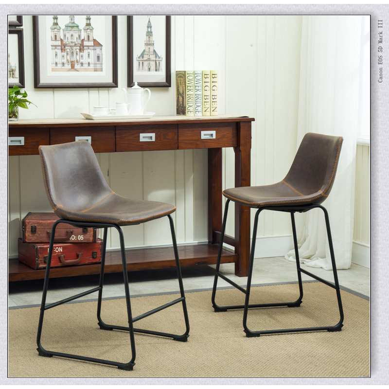 Tabourets de comptoir Lotusville, Brun, Tabouret de comptoir (siège d'une hauteur de 24,5