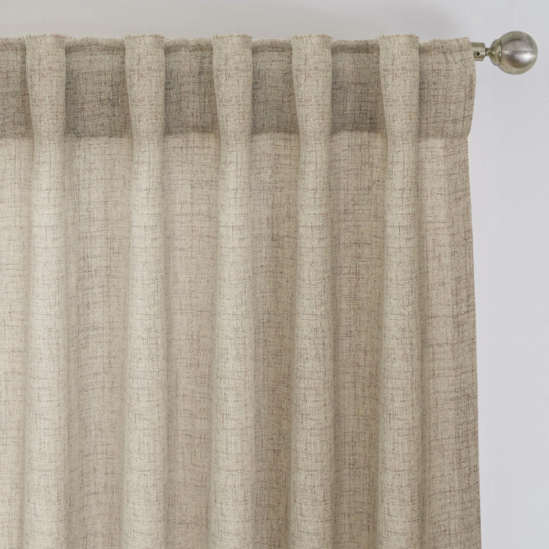 Paire de rideaux semi-transparents avec passe-tringle Janie, L 52 po x L 96 po, Lin kaki pâle