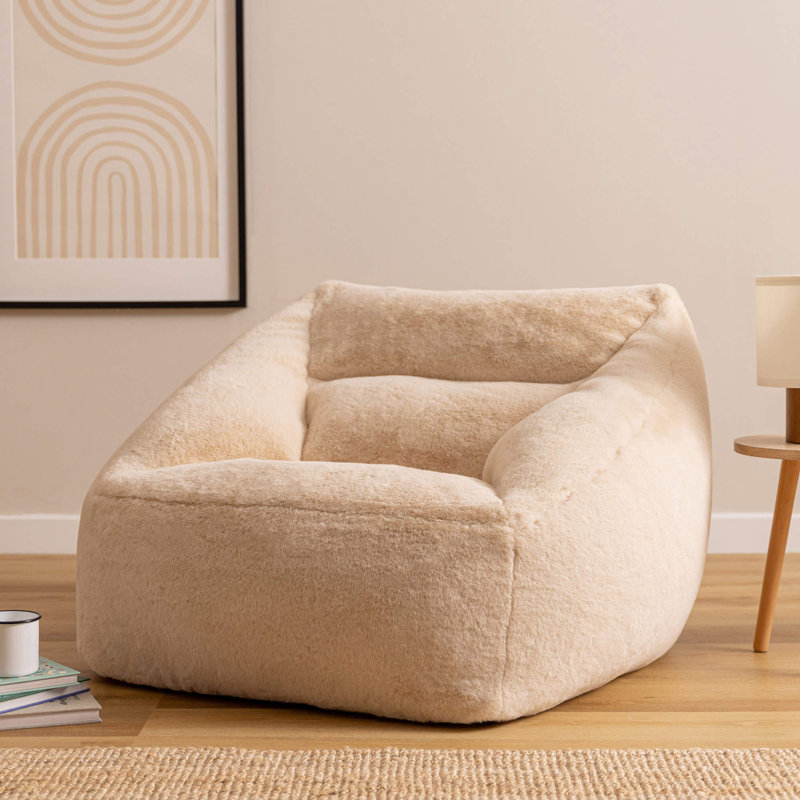 Natalia Faux Fur Armchair Bean Bag, Beige