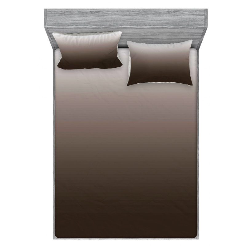 Microfiber Ombre Sheet Set, Full/Double Sheet Set with 2 Pillowcases, Brown