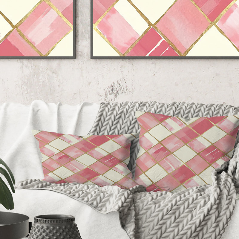 Coussin décoratif rose beige Midcentury II - Glam, H 18 po x l 18 po