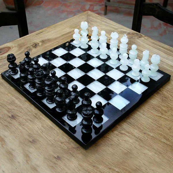 Radicaln Marble Chess Set 15 Inches White and Black Handmade Chess Board  Game for Adults - Best Travel Chess Set 2 Player Games - 1 Chess Board & 32