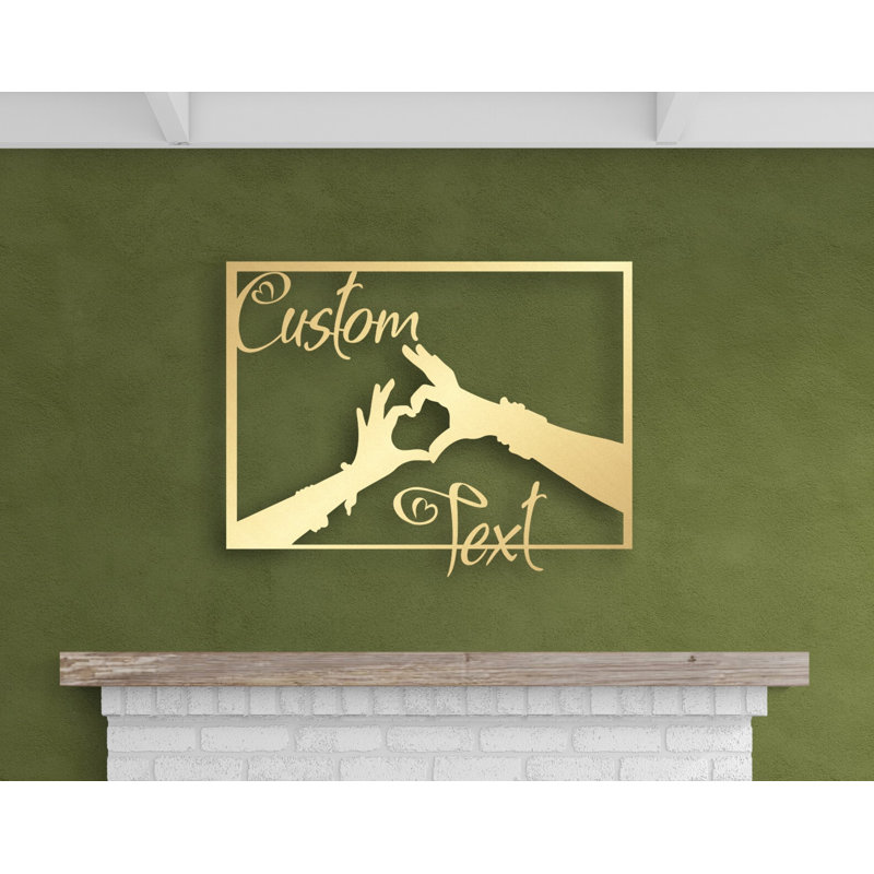 «Love Hands», art mural personnalisé en métal, décor moderne avec votre texte spécial pour le meilleur cadeau chéri, Oui