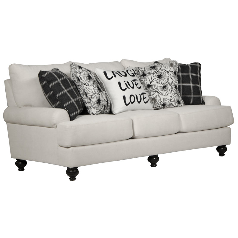 Navay 85'' Upholstered Sofa with Comfort Coil Seating and 5 Included Accent Pillows