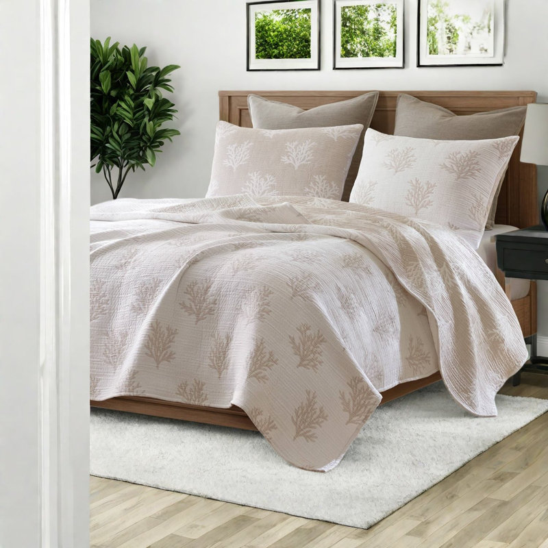 Ensemble de literie pour lit double réversible, courtepointe en polyester brun clair pour la maison