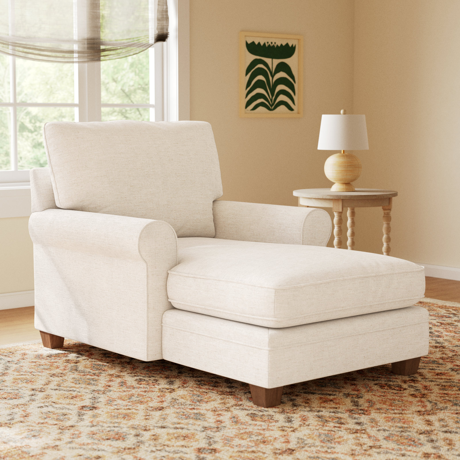 Upholstered Chaise Lounge, Adrift, Dark Walnut