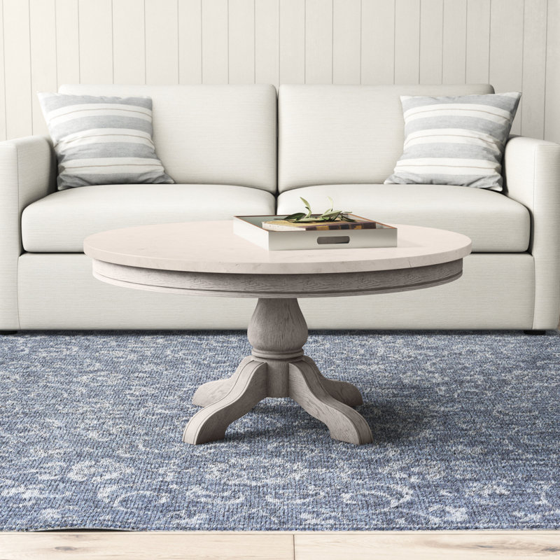 Aberdale Marble Top Coffee Table, Distressed Gray Top/Rustic Gray Base