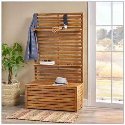 Banc de rangement avec support pour la maison et l'organisation dans la chambre à coucher du salon