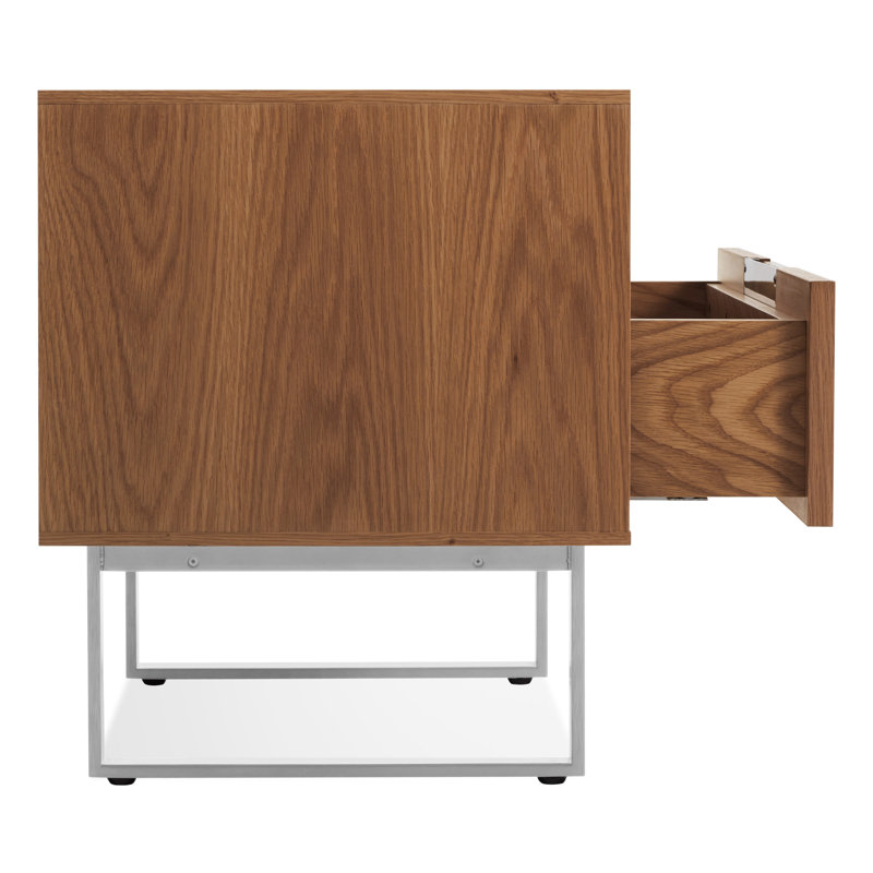 Series 11 24'' W Metal Nightstand, Silver/Walnut