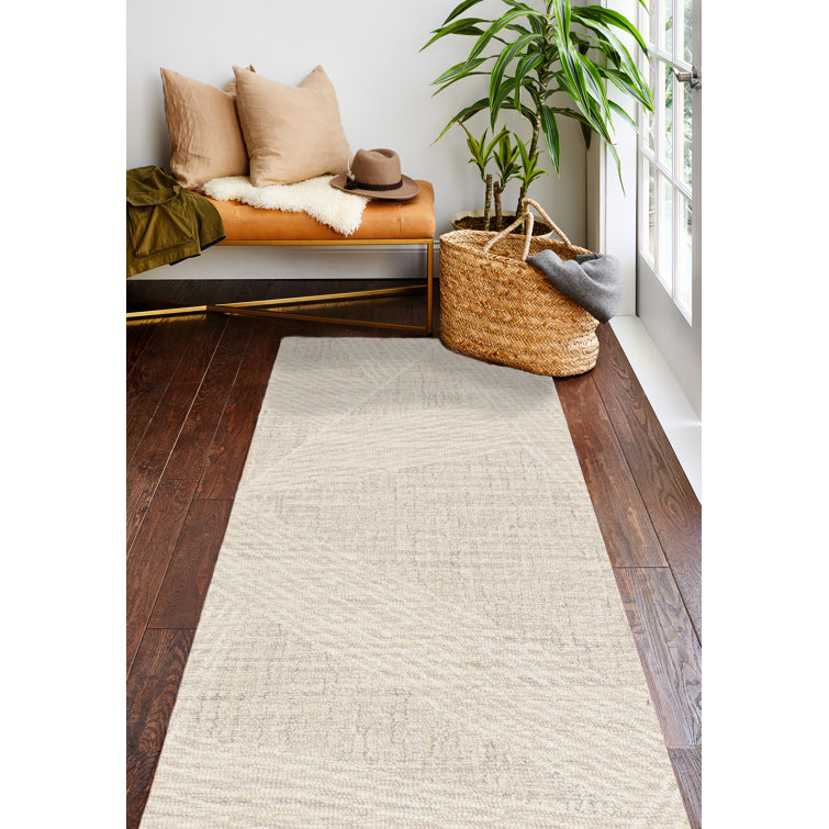 Aldonna Abstract Hand Tufted Wool Beige Area Rug