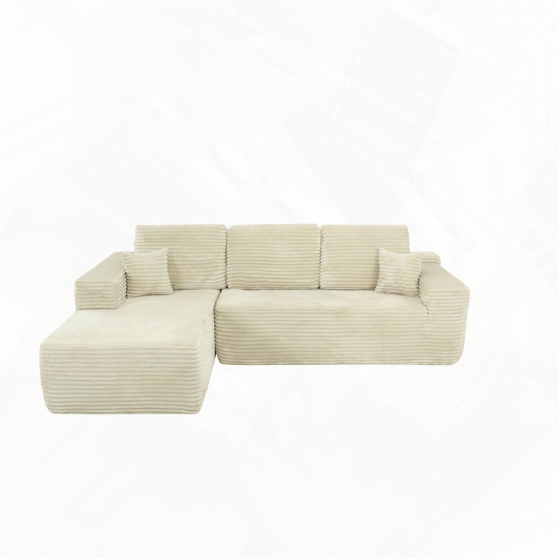 Chaise longue modulaire en L Cloud, Orienté à gauche (vu de face), Beige
