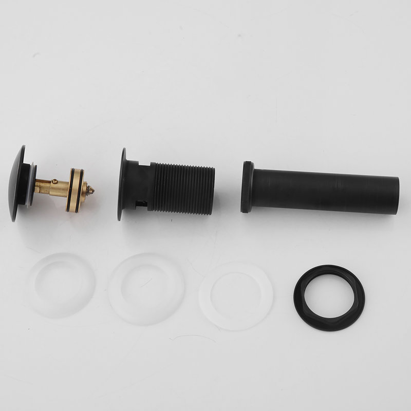 Pop-Up Bathroom Sink Drain Stopper with Overflow, Matte Black