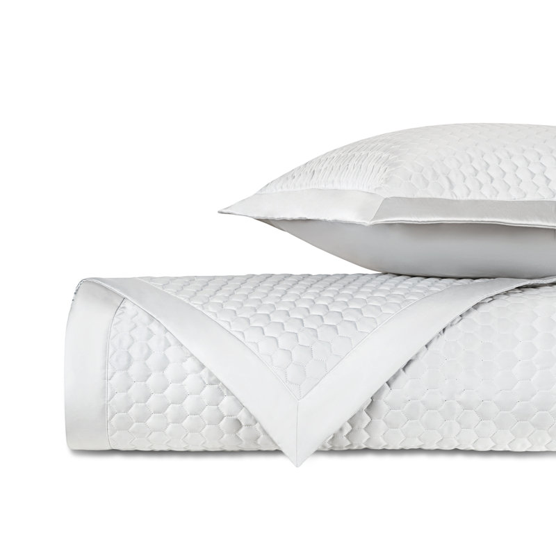 Apiary Quilted Sateen Coverlet Set, White, Twin Coverlet + 1 Standard Sham