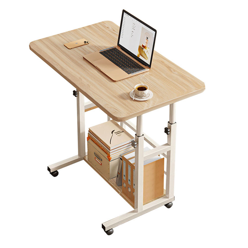 60cm Wide Adjustable Solid Wood Computer Desk, Brown