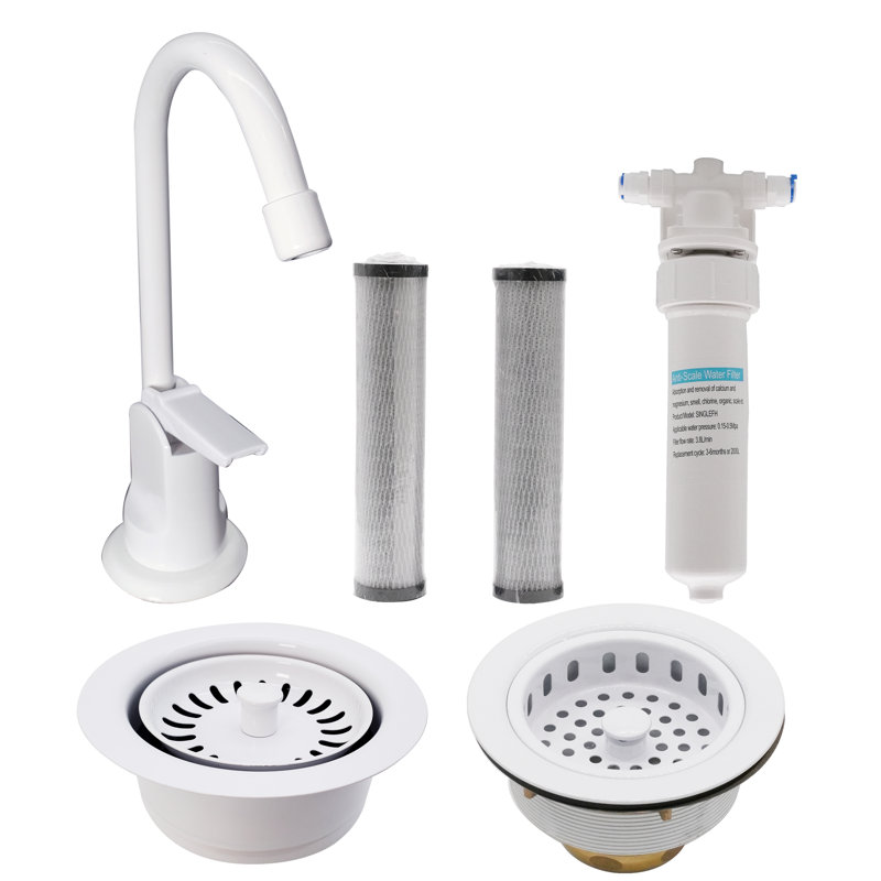 Westbrass Kitchen Faucet with Soap Dispenser, Powder Coat White
