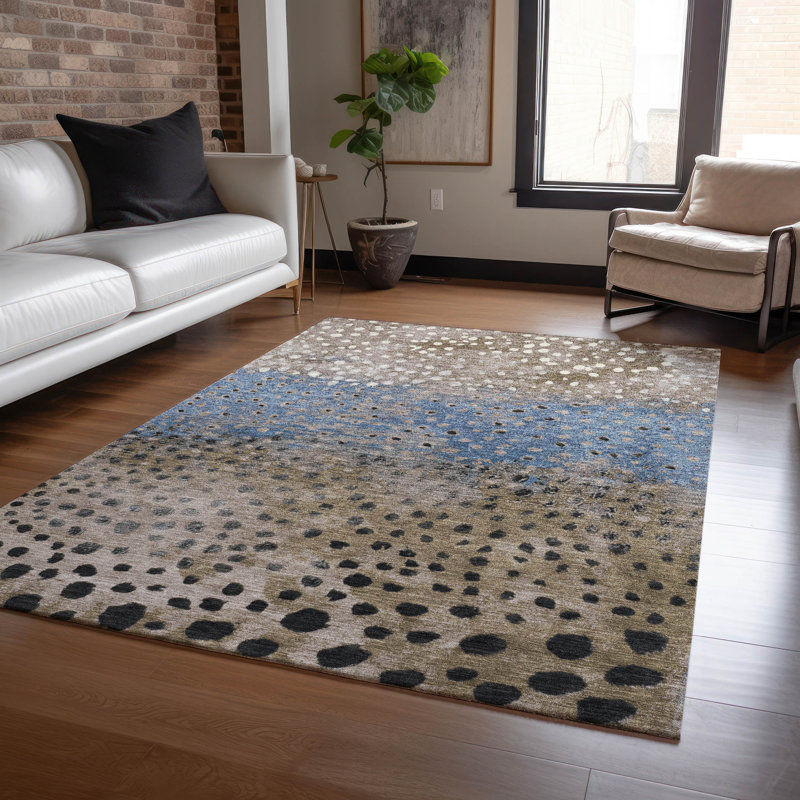 Machine Washable Indoor/Outdoor Christain ACN1369 Khaki Rug, Rectangle 10' x 14'