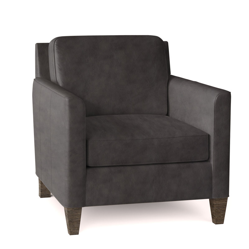 Yorba Leather Armchair, Outsider Raven Genuine Leather, Cobblestone