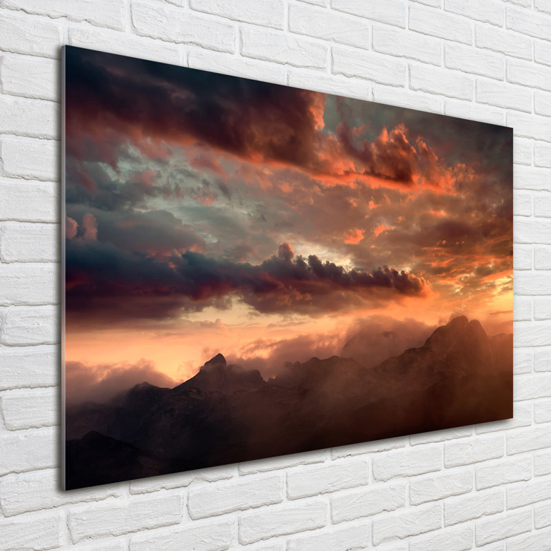 Sunset Mountains - No Frame Print on Glass