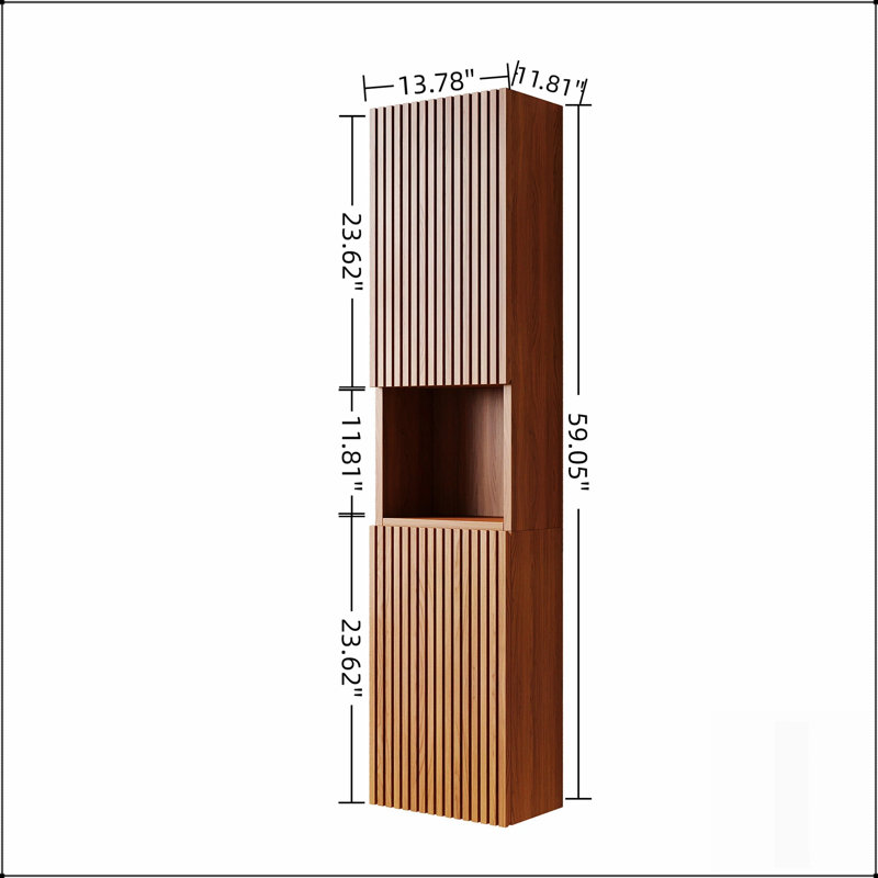 Armoire de salle de bain murale étroite avec portes et tablettes, idéale pour les petits espaces et les solutions de rangement polyvalentes