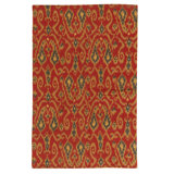 Flatweave Wool Ikat Area Rug in Red And Multi