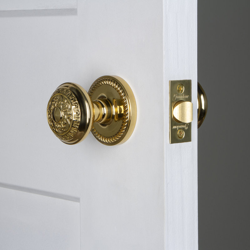 Grandeur Newport Rosette Double Dummy with Windsor Door Knob, Polished Brass, N/A, Double Dummy