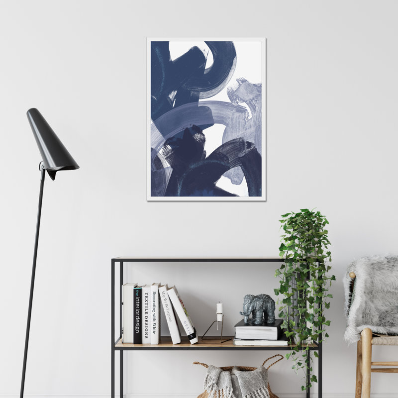 Blue On Blue I by June Erica Vess - Painting, White Framed Paper Print, 80cm H x 55cm W