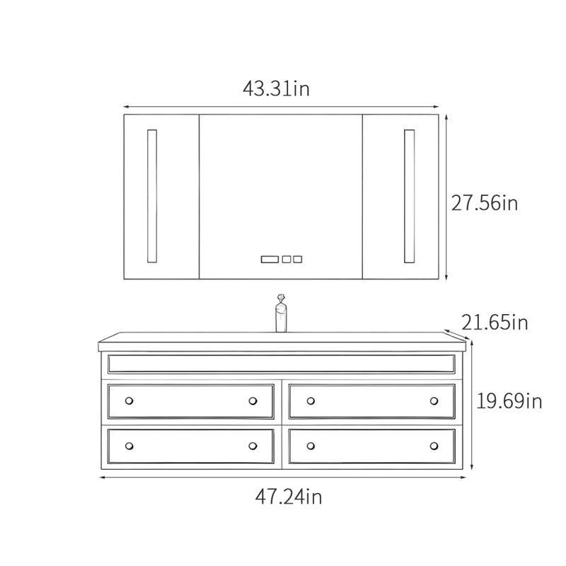 Armoire de salle de bain moderne exquise, 47"