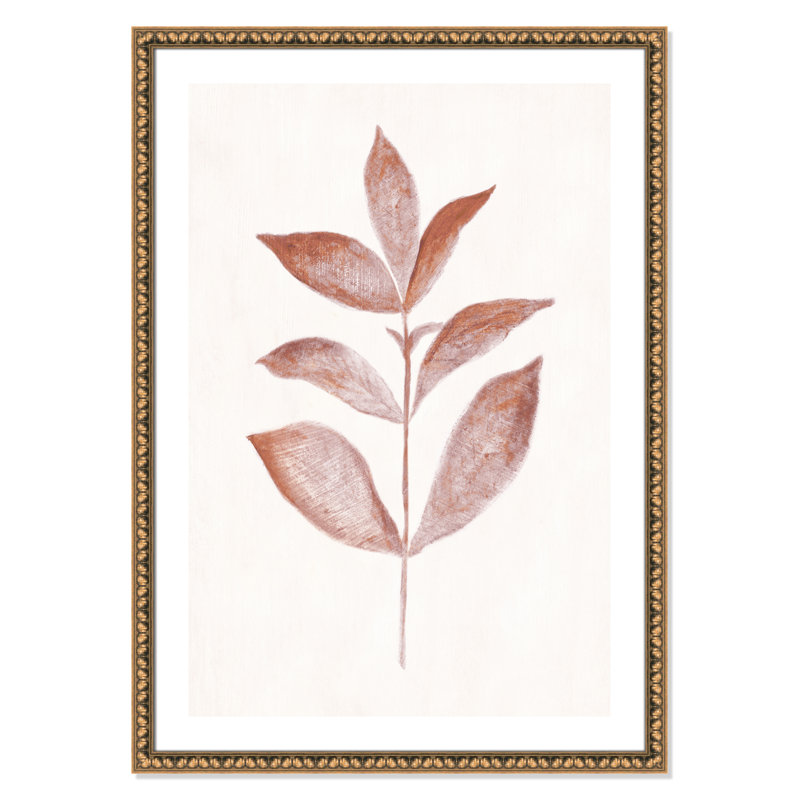 Wilfrid Red Leaf III par Tara Studios - reproduction d'art, Papier avec cadre à perles dorées