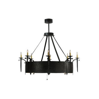 Rustic Lodge 16 - Light Dimmable Drum Chandelier