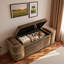 Banc ottoman moderne rembourré avec compartiment de rangement dissimulé, couvercle rabattable et bandes décoratives en métal doré-1516507296-1516507309