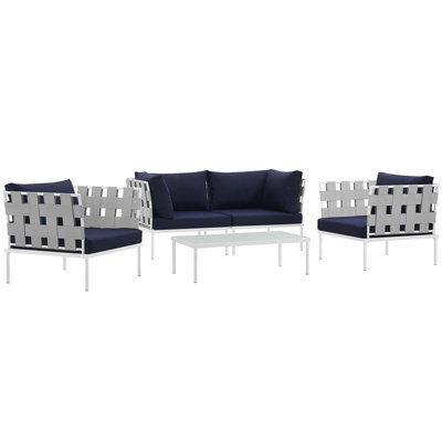 Modway Harmony 5 Piece Outdoor Patio Aluminum Sectional Sofa Set
