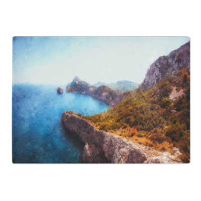 Tempered Glass Coastline in Mallorca Spain Chopping Board