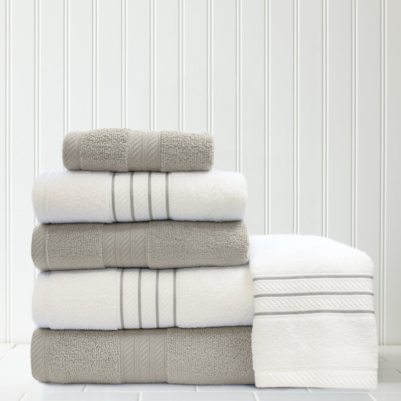 Ensemble de serviettes 6 pièces 100 % coton , Argent