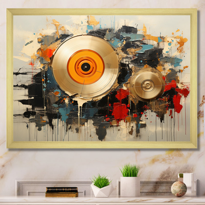 Vinyle, mélodie - Disques vinyle, art encadré, Cadre photo doré simple, H 16 po x l 32 po x P 1 po