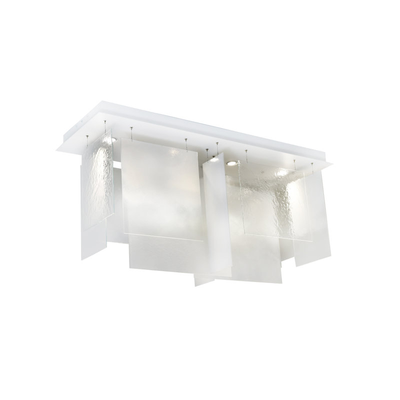 Lustre rectangulaire à 4 lumières l 48 po Plissé