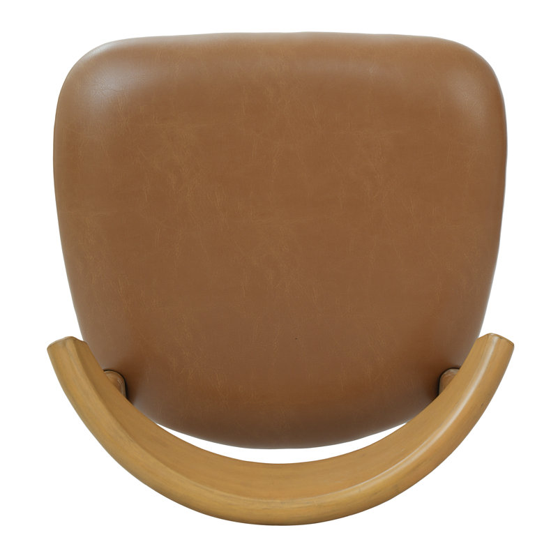 Tabourets de bar à hauteur de comptoir de style Mid-Century moderne en bois d'hévéa avec siège rembourré et dossier courbé Eamon