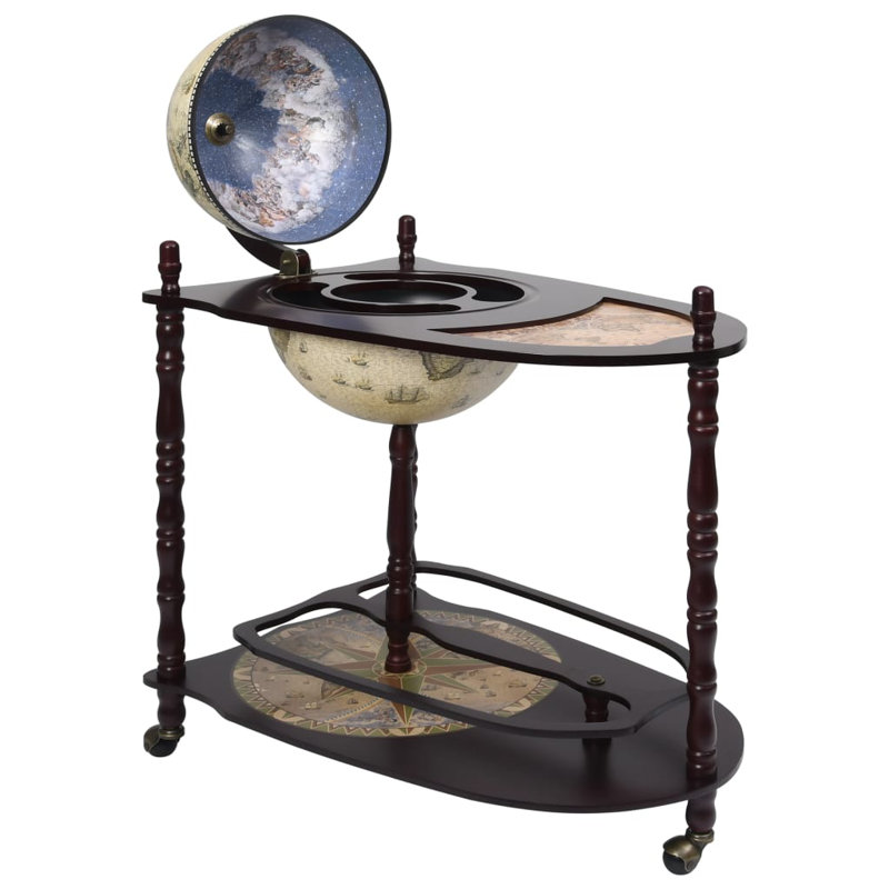 Chariot à vin Globe Bar, 45 x 70 x 88 cm, Vert et brun