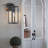 Matte Black Outdoor Wall Lantern Sconce with GFCI Outlet-1223931363
