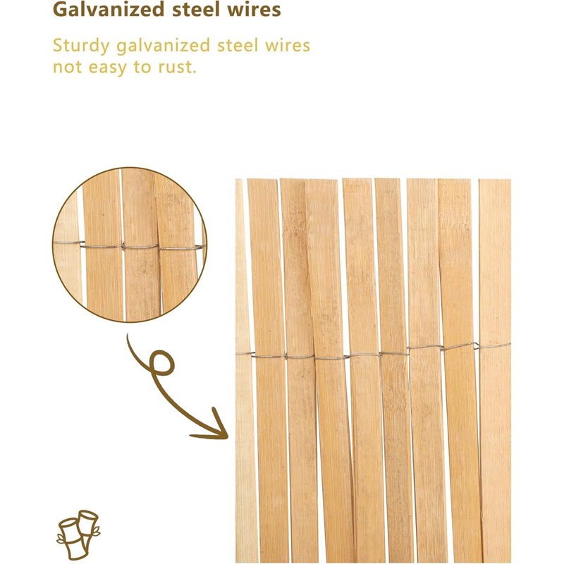 Rouleau de clôture en bambou pour plus d'intimité, H 10 po x l 73 po x P 10 po