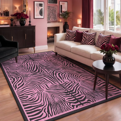 Tapis en flanelle à motif zébré symétrique 5 pi x 7 pi