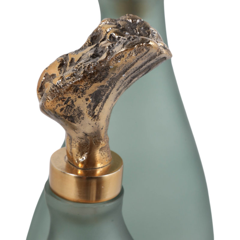 Ensemble de 2 vases décoratifs modernes en verre en forme de larme pour la décoration intérieure - Vases hauts contemporains pour la mise en valeur de la table - Lot de 2, 35,5 cm et 28 cm, vert et argent