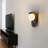 Contemporary Nordic Minimalist Cute Wall Lamp With Curved Metal Base And Glass Globe Shade Modern Black Sconce For Pathway, Corridor, Hallway, Stairs