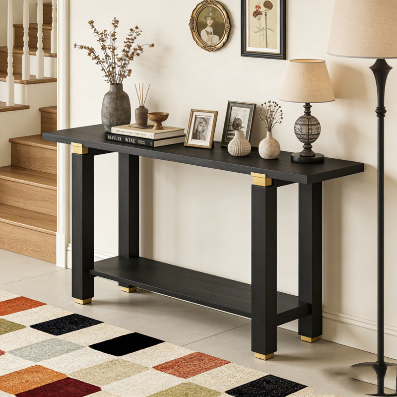 Console 62,2 "Modern Minimalist Console, table d'entrée en bois massif, Noir
