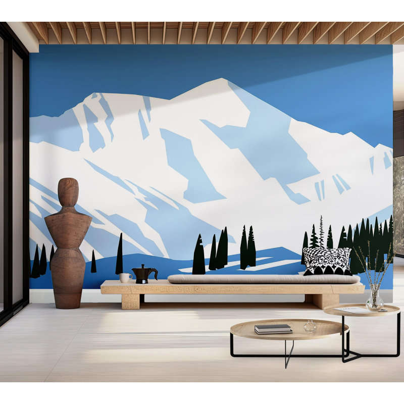 Papier peint de qualité supérieure - Snowy Mountain Peak, L 108 po x l 150 po