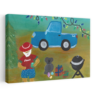 Summer Christmas Santa Bbq Abstract Contemporary Christmas Tree Bear Koala Summer Landscape Wall Art Print