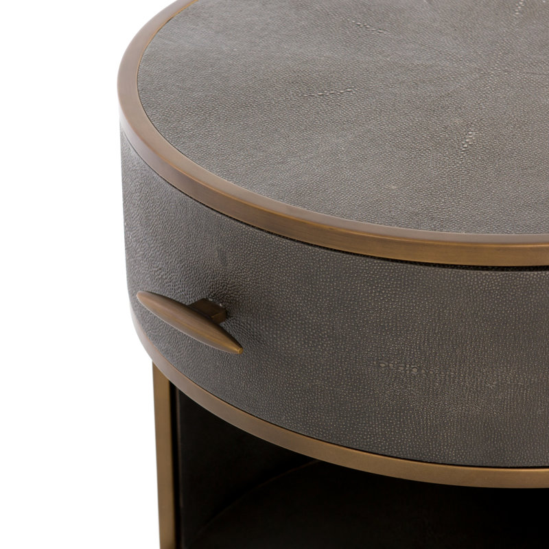 Shagreen 1 - Drawer Nightstand, Antique Brass