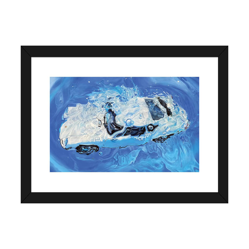 «Cobalt» par Marcello Petisci - reproduction d'art, H 24 po x l 32 po x P 1 po, Papier beaux-arts encadré noir